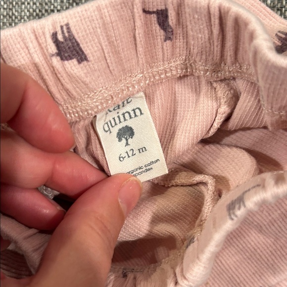 Kate Quinn Baby Pants — Pink with Kitties and Green Striped — Size 6-12 months - Picture 2 of 2